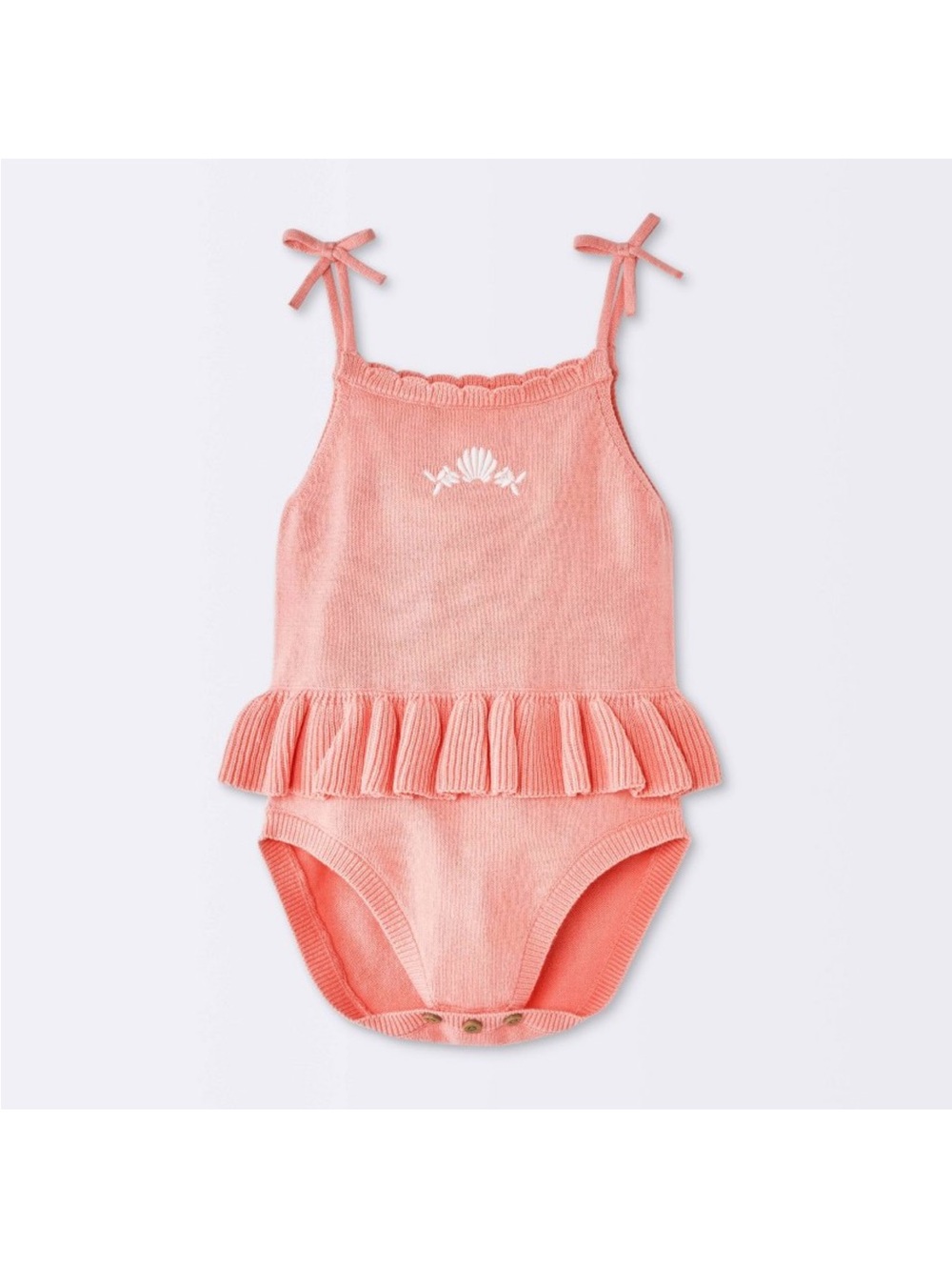 Kids Coral Ruffled One-Piece Romper